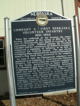 Marker commemorating first voluntary infantry in Civil War.
